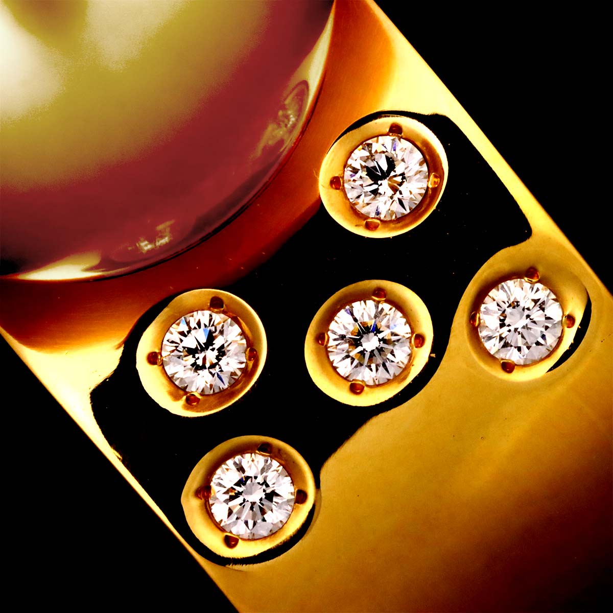 South Sea pearl Diamond 0.30ct Ring 18K YG 750 8.25-8.75(US)