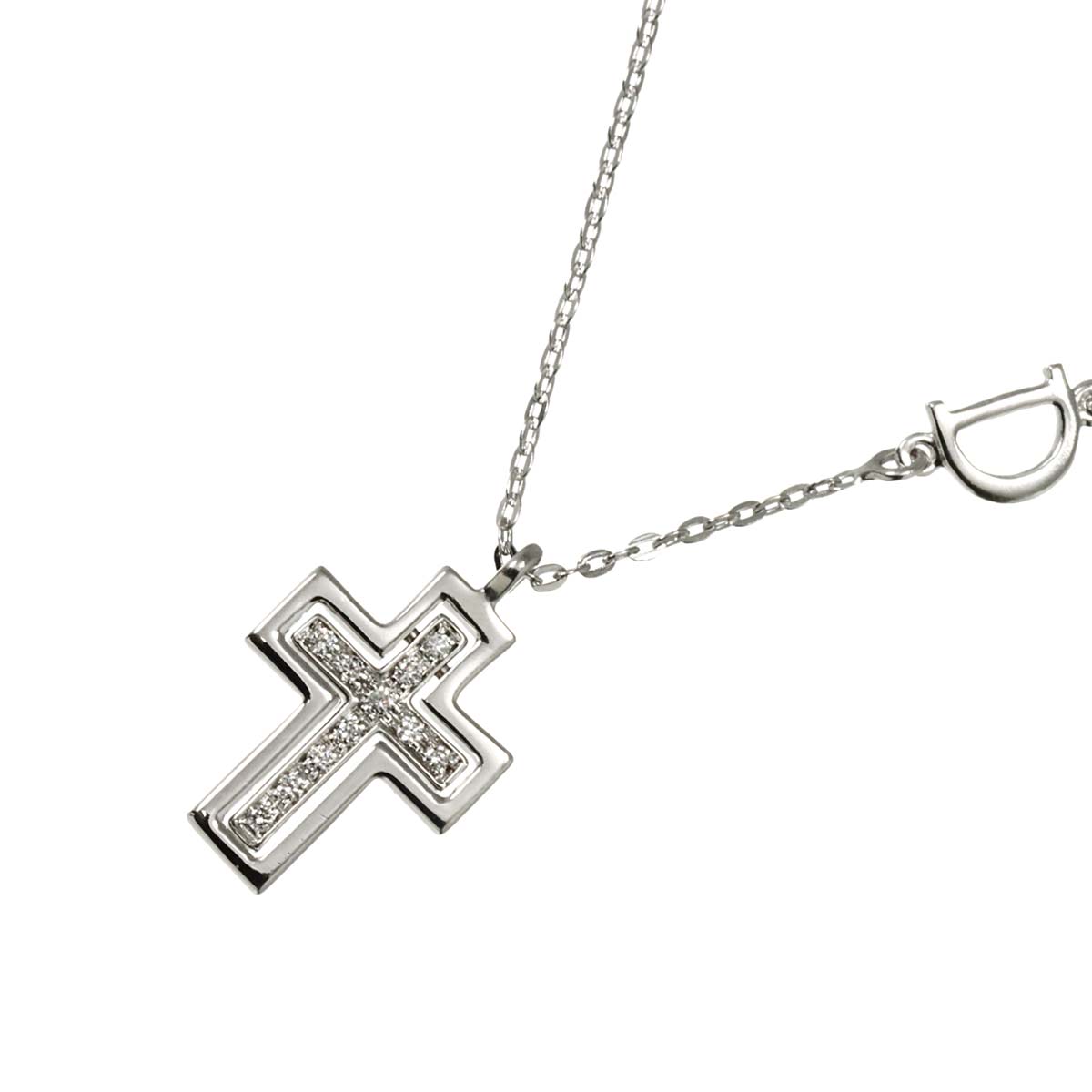 Belle Epoque Mini Diamond Cross Necklace 18K WG 750