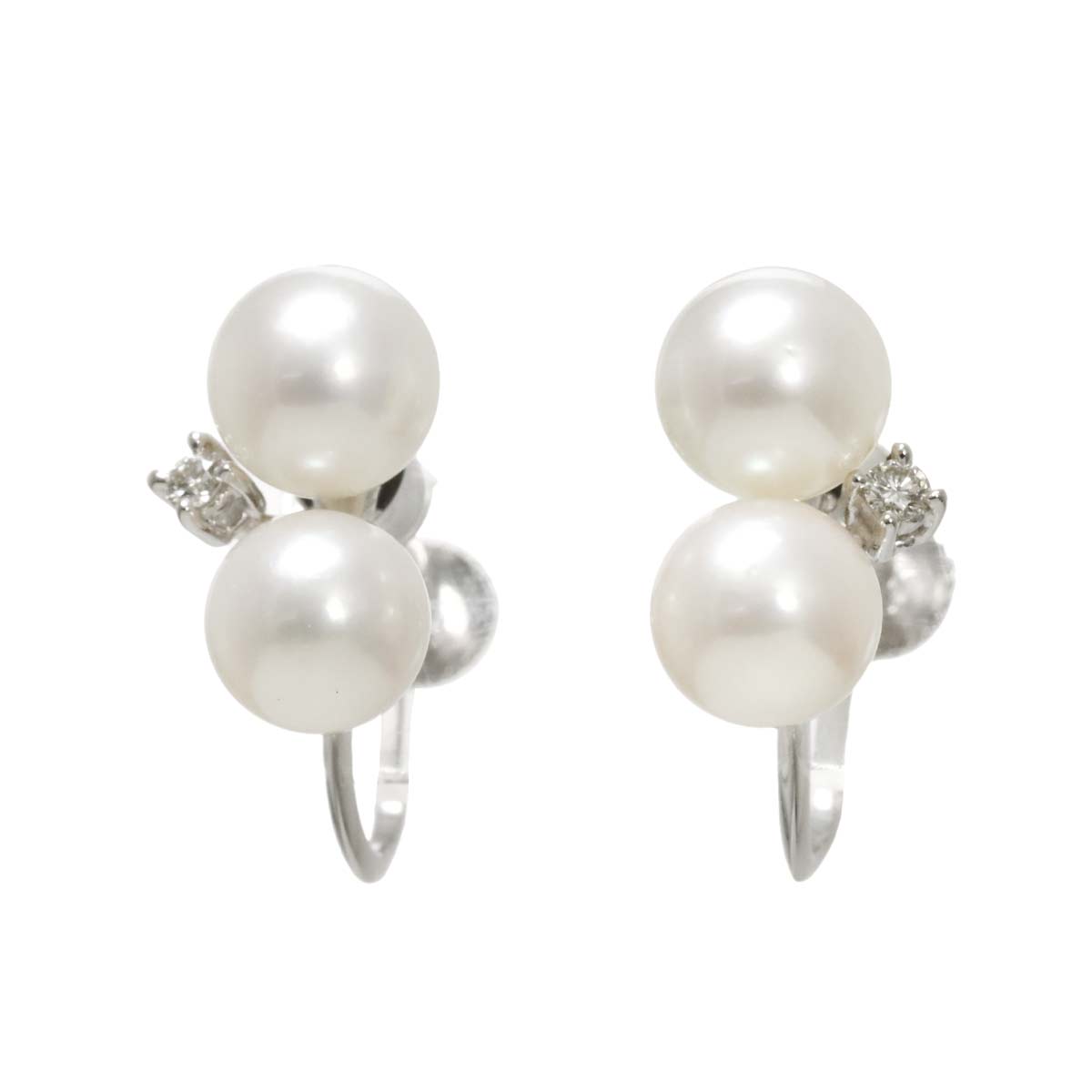 Akoya Pearl Diamond 0.01ct/0.01ct Earrings 18K WG 750