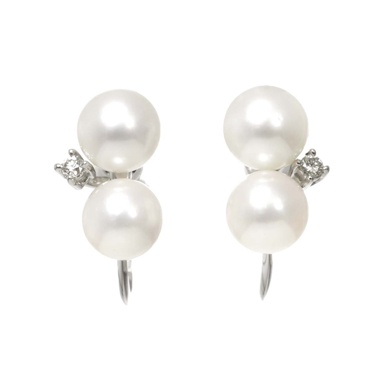 Akoya Pearl Diamond 0.01ct/0.01ct Earrings 18K WG 750
