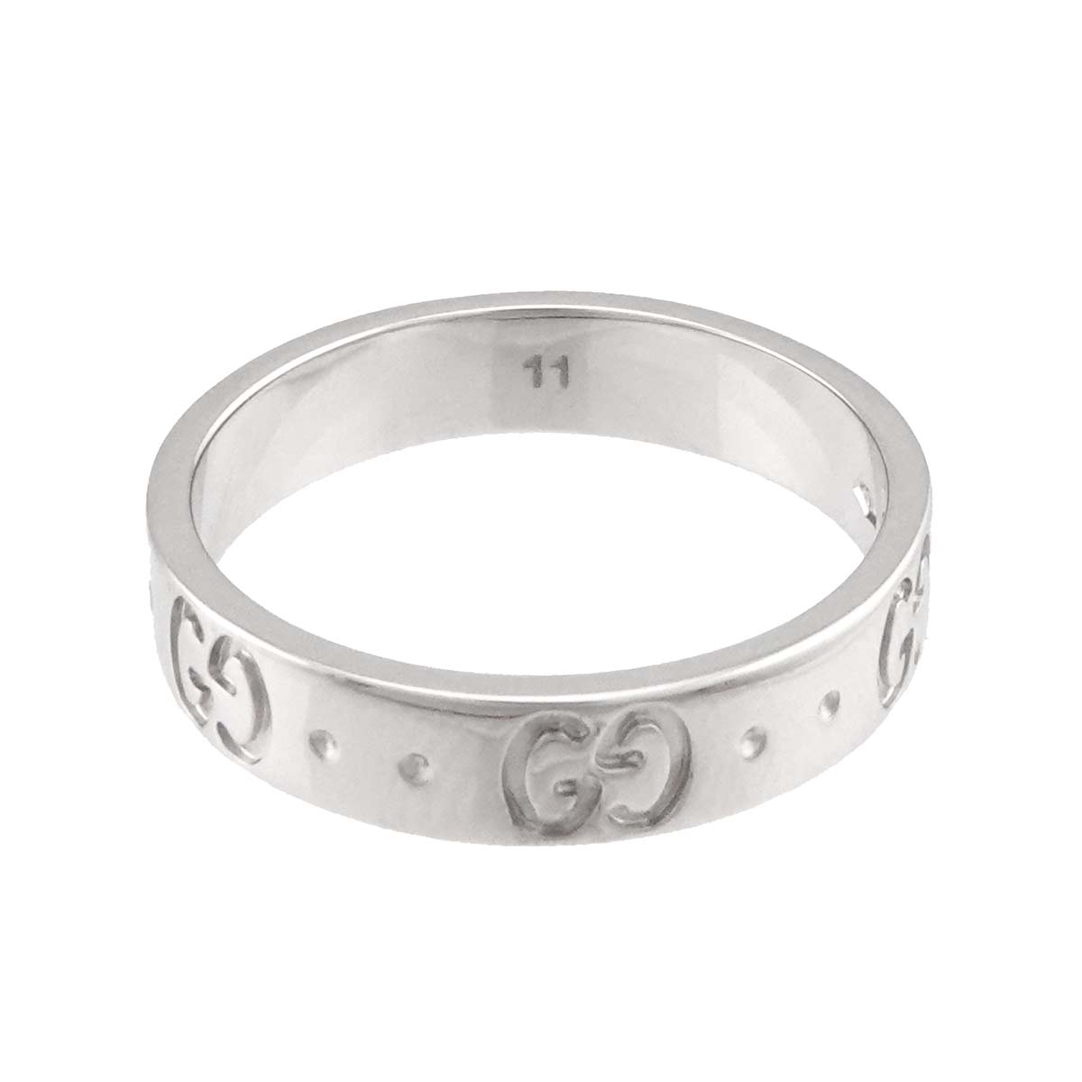 GUCCI Icon Ring 18K WG White Gold 750 Size11 5.25-5.5(US)