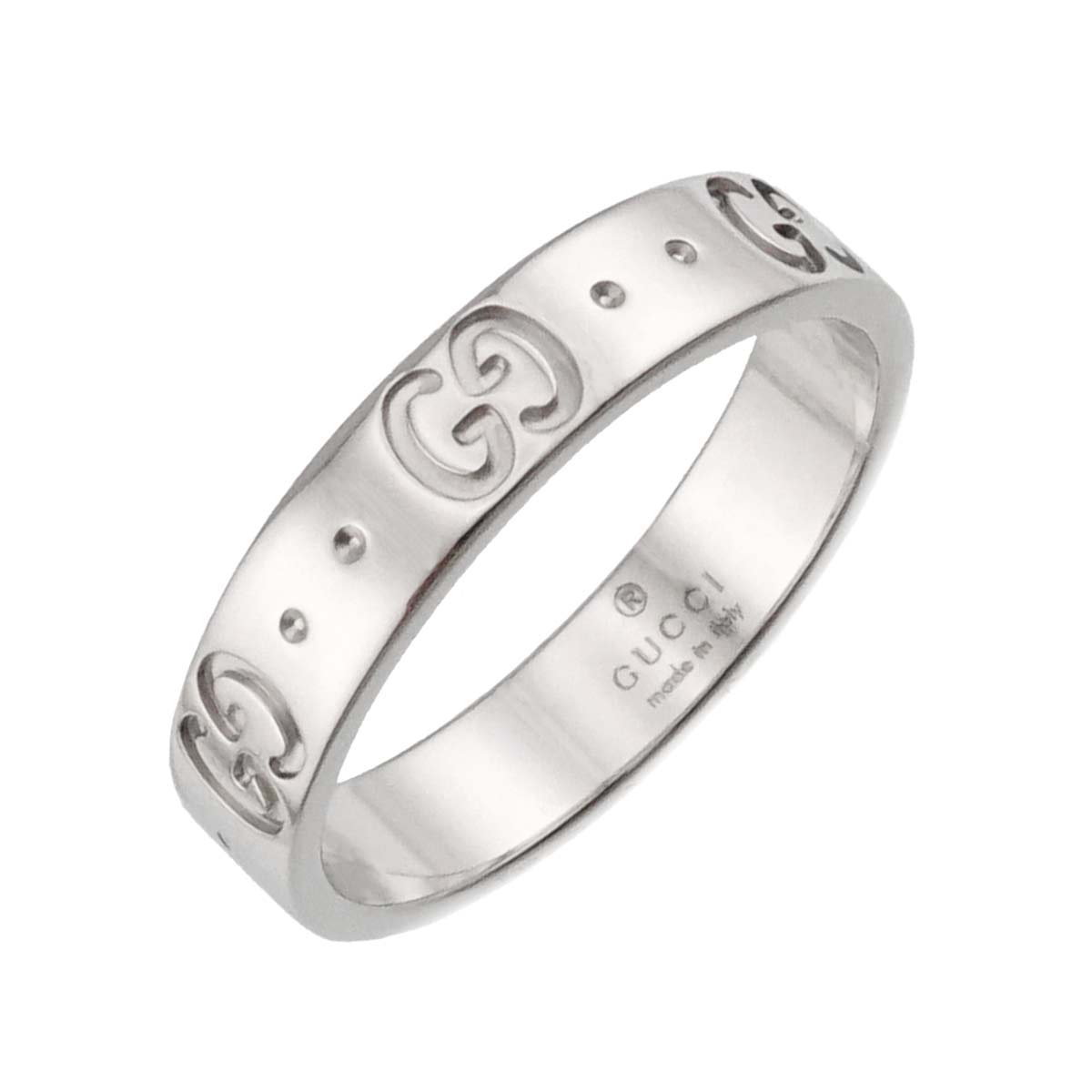 GUCCI Icon Ring 18K WG White Gold 750 Size11 5.25-5.5(US)