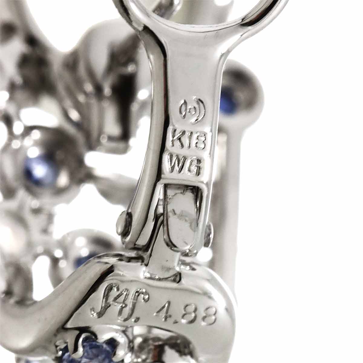 TASAKI Moonstone 4.72ct/4.88ct Sapphire Earrings Clip on 18K WG 750