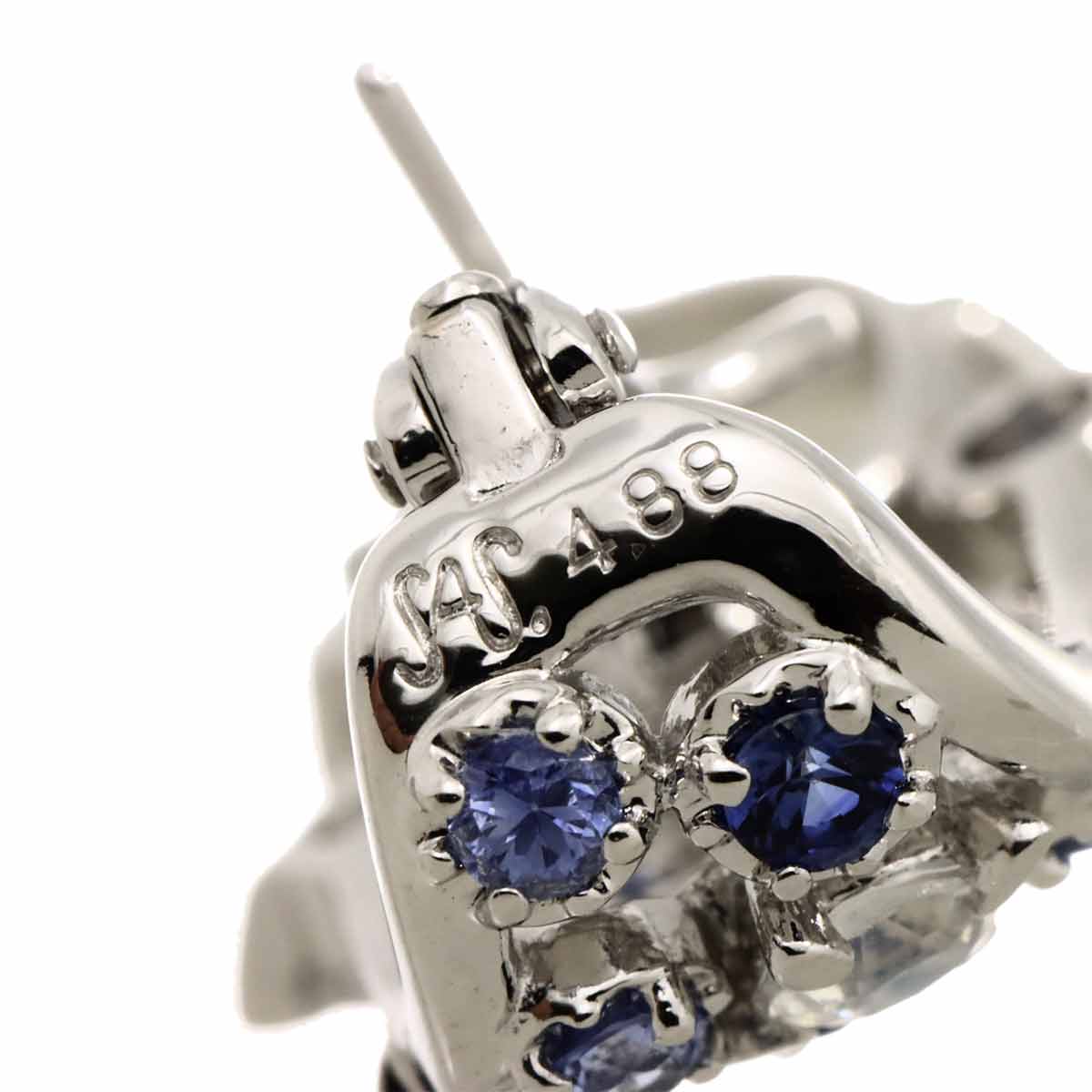 TASAKI Moonstone 4.72ct/4.88ct Sapphire Earrings Clip on 18K WG 750