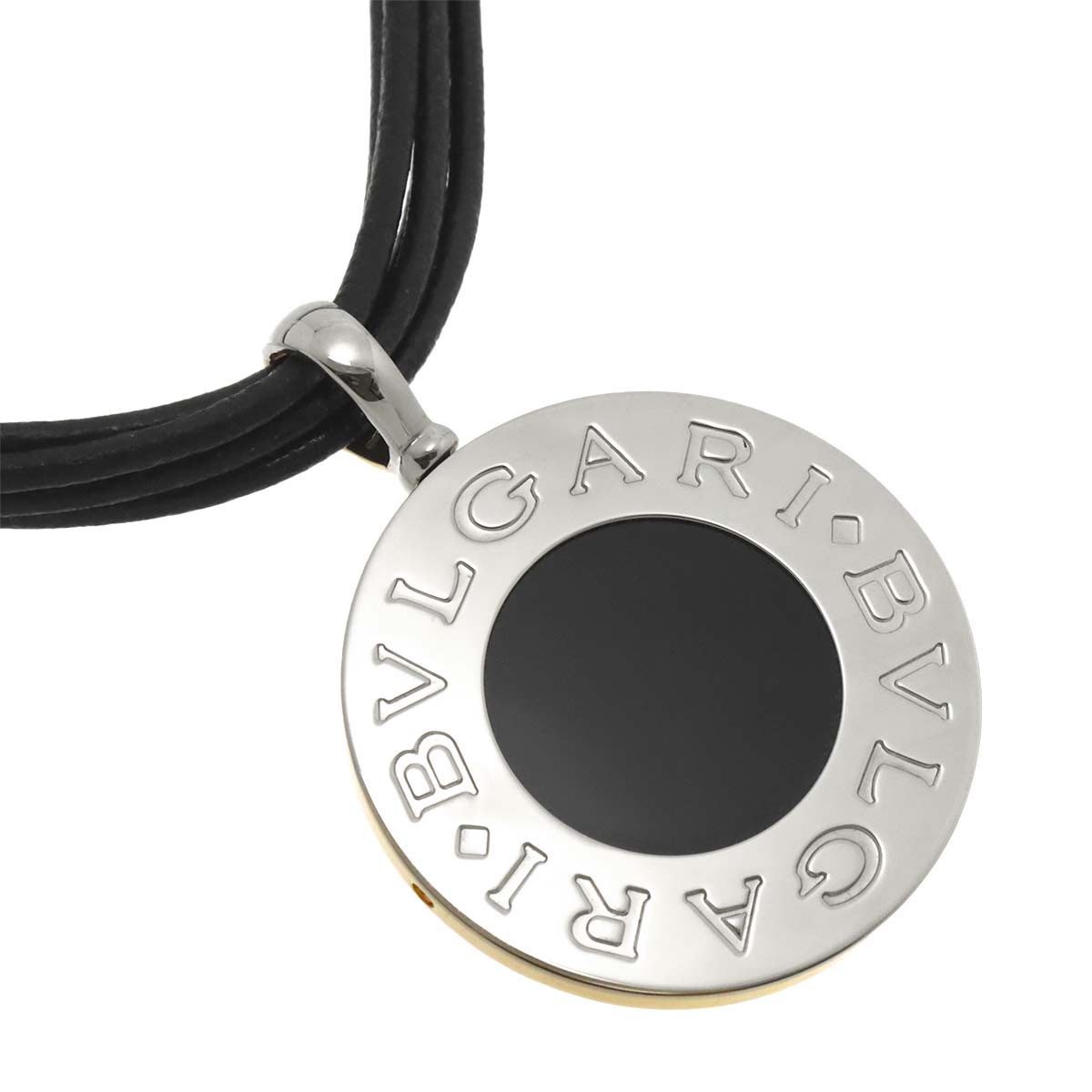 Double Logo Onyx Necklace 18K YG 750 SS