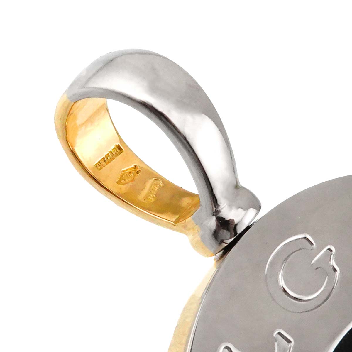 Double Logo Onyx Necklace 18K YG 750 SS