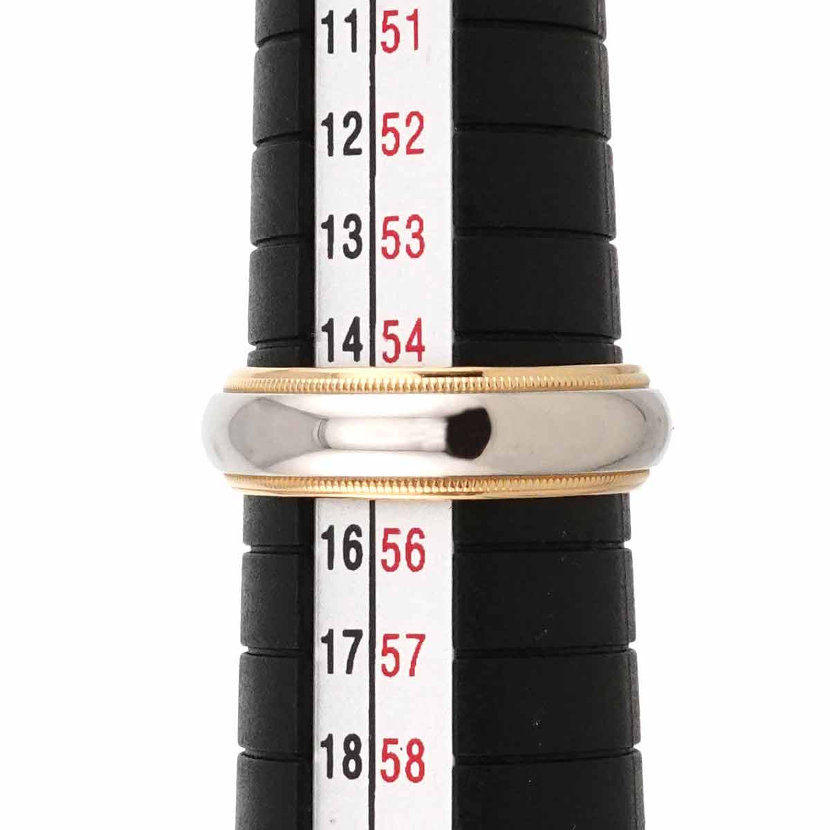 Milgrain Band Ring 18K YG 750 PT Platinum Size6.75(US)