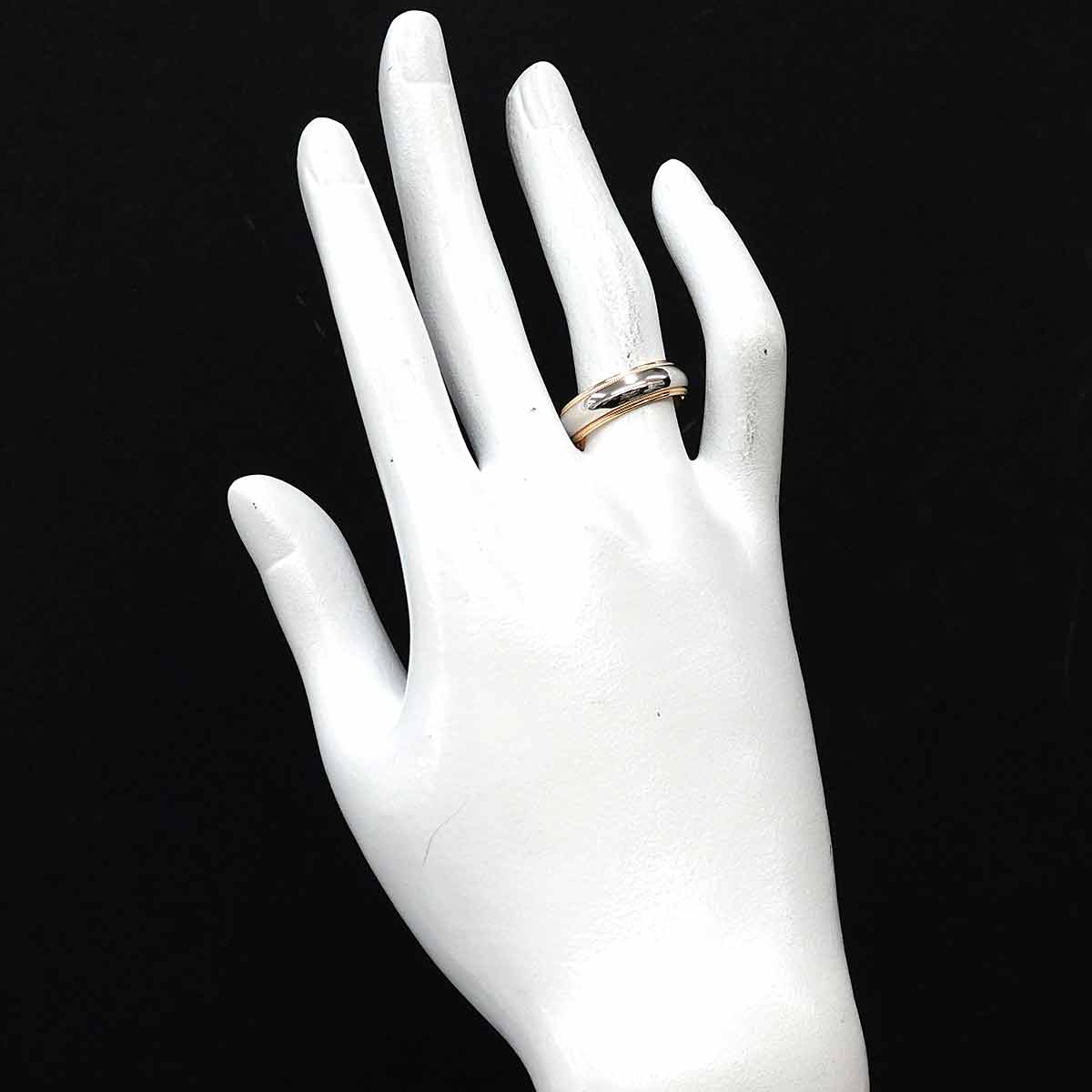 Milgrain Band Ring 18K YG 750 PT Platinum Size6.75(US)