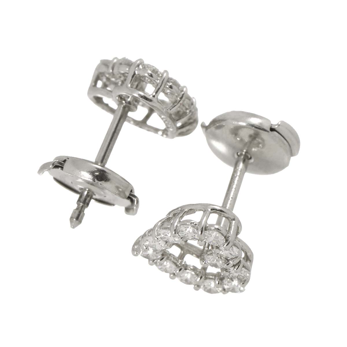 Heart Diamond Earrings Pierced Pt