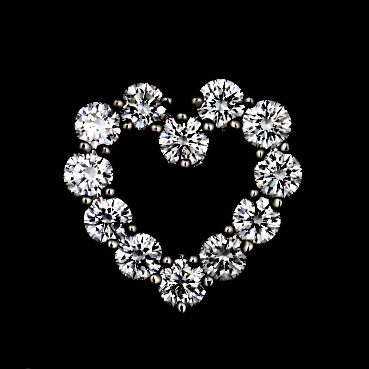 Heart Diamond Earrings Pierced Pt