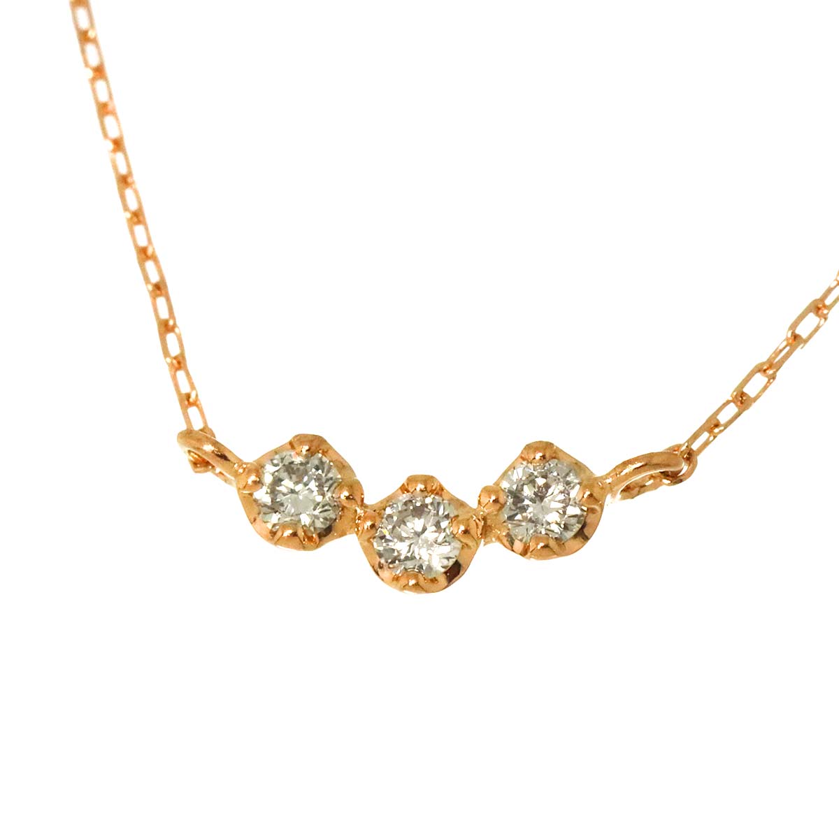 Diamond Necklace 18K K18 PG Pink Gold 750