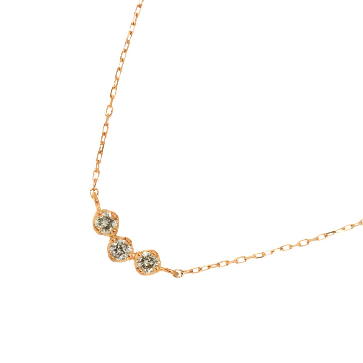 Diamond Necklace 18K K18 PG Pink Gold 750