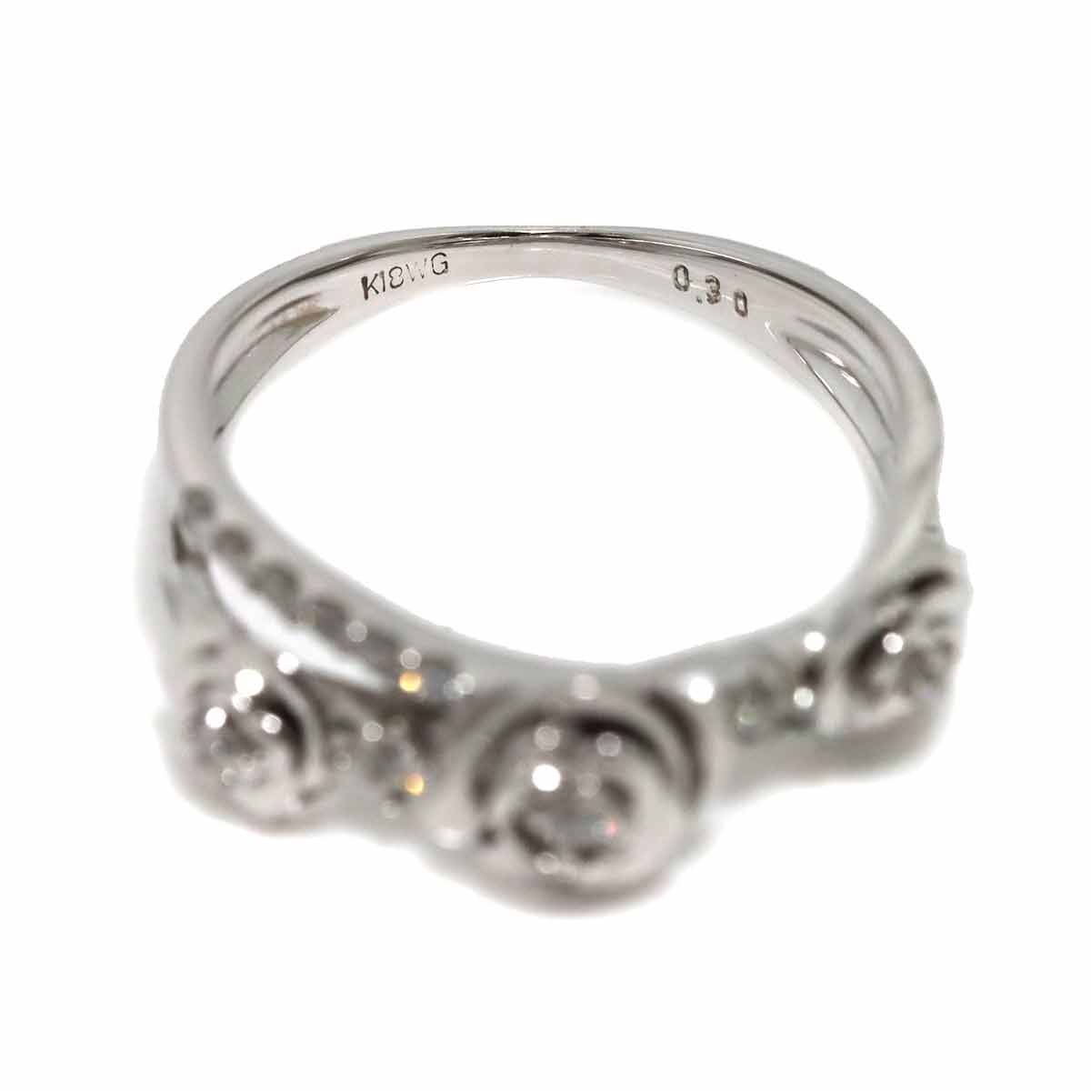 Diamond 0.30ct Ring 18K K18 WG White Gold size6.25-6.5(US)