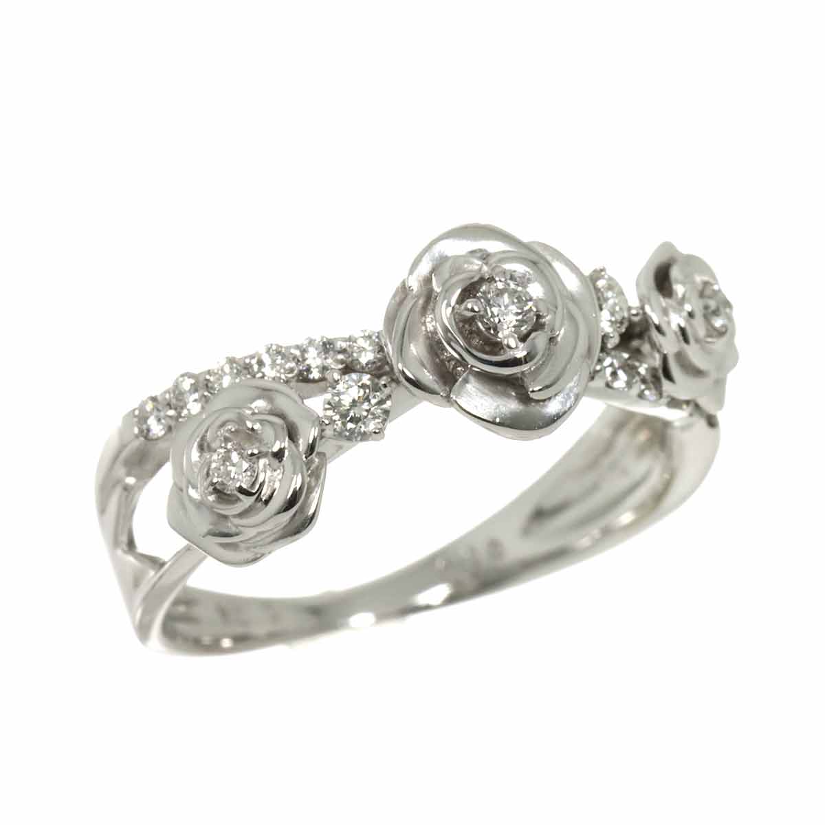 Diamond 0.30ct Ring 18K K18 WG White Gold size6.25-6.5(US)