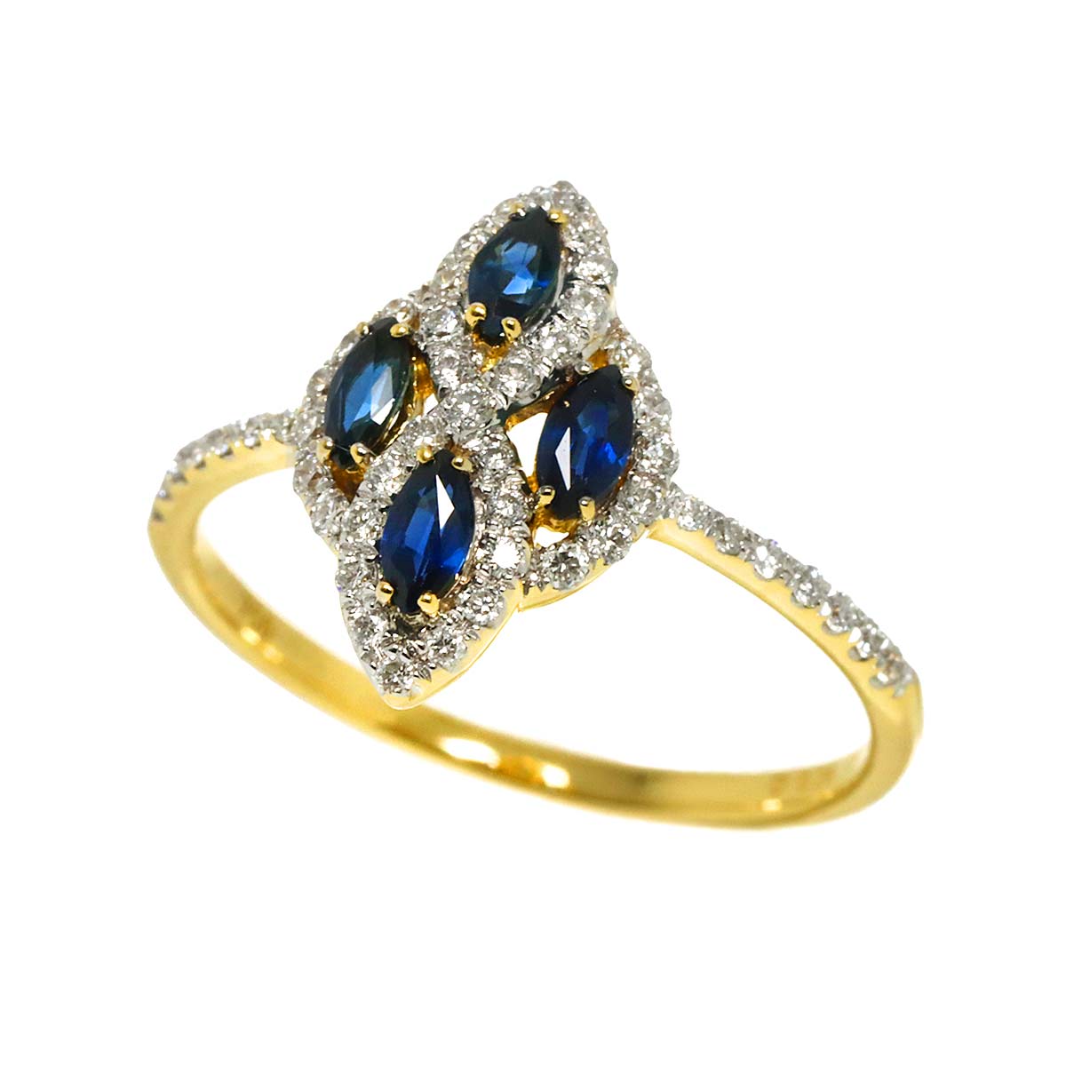 Sapphire 0.44ct Diamond 0.26ct Ring 18K 750 6.25-6.5(US)