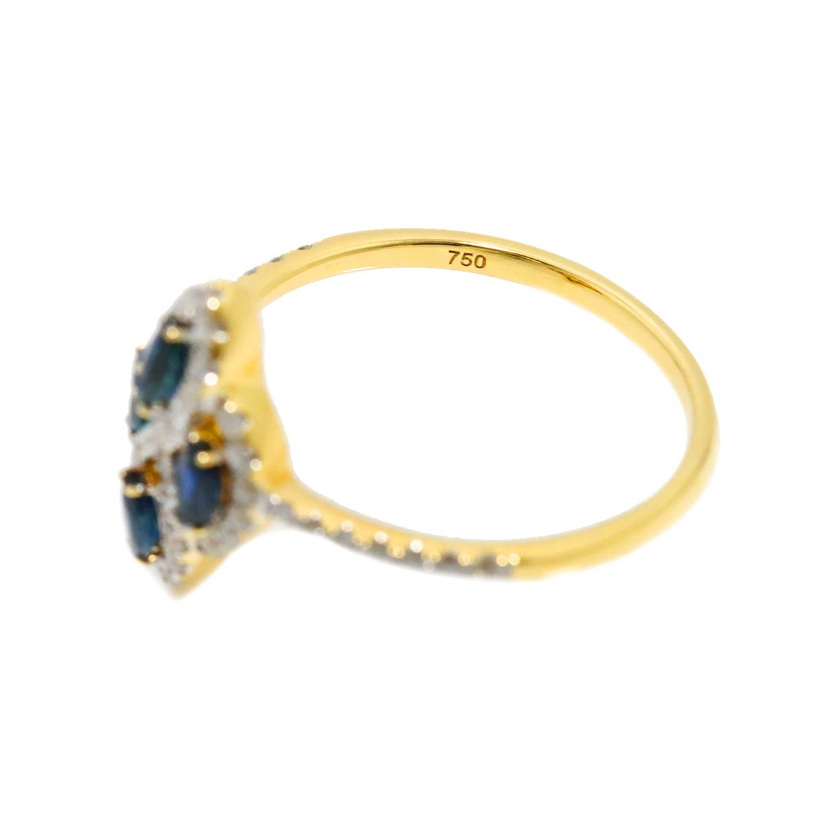 Sapphire 0.44ct Diamond 0.26ct Ring 18K 750 6.25-6.5(US)