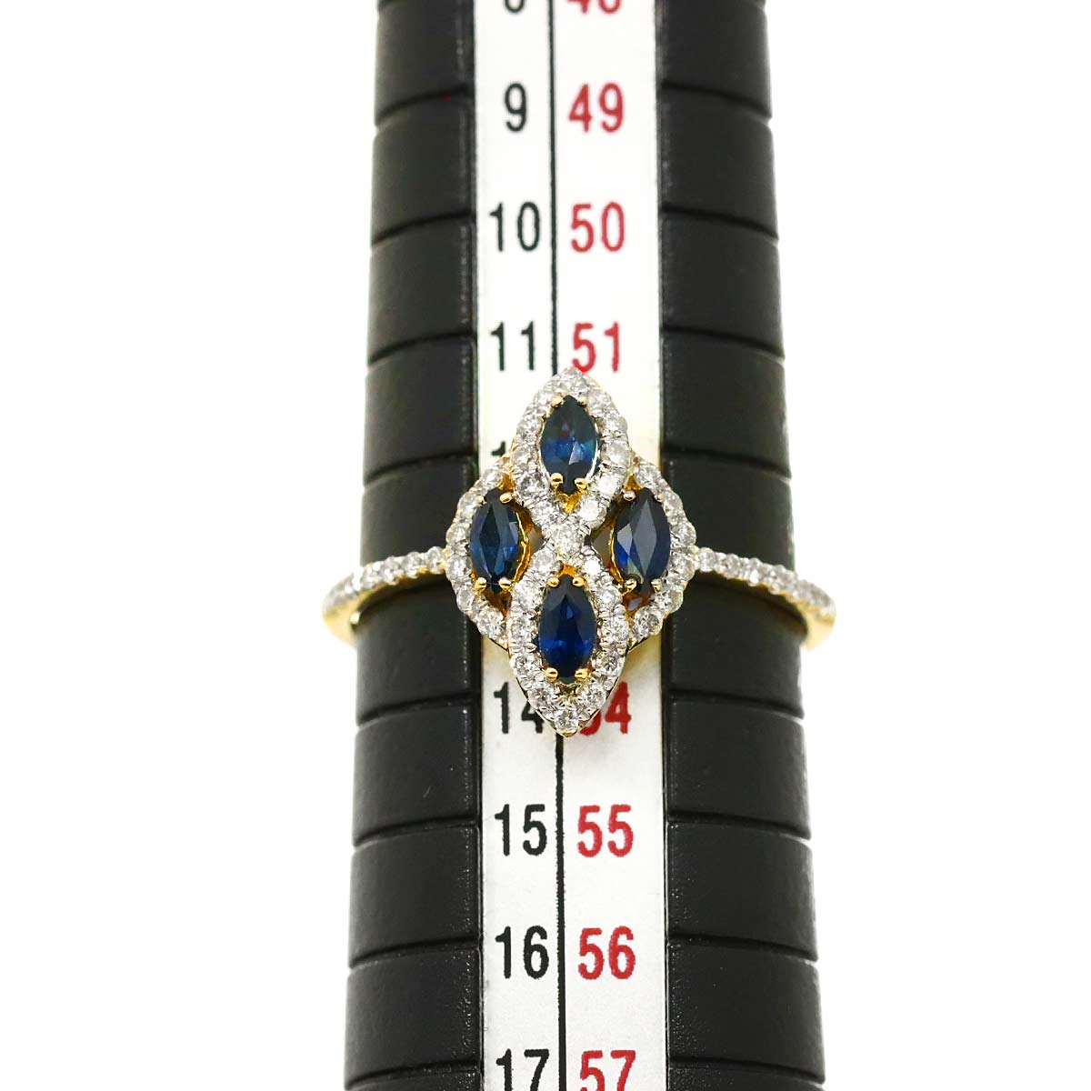 Sapphire 0.44ct Diamond 0.26ct Ring 18K 750 6.25-6.5(US)