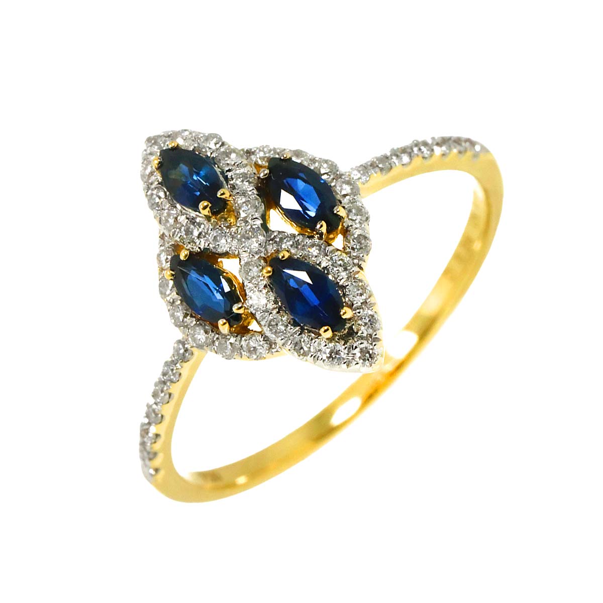 Sapphire 0.44ct Diamond 0.26ct Ring 18K 750 6.25-6.5(US)