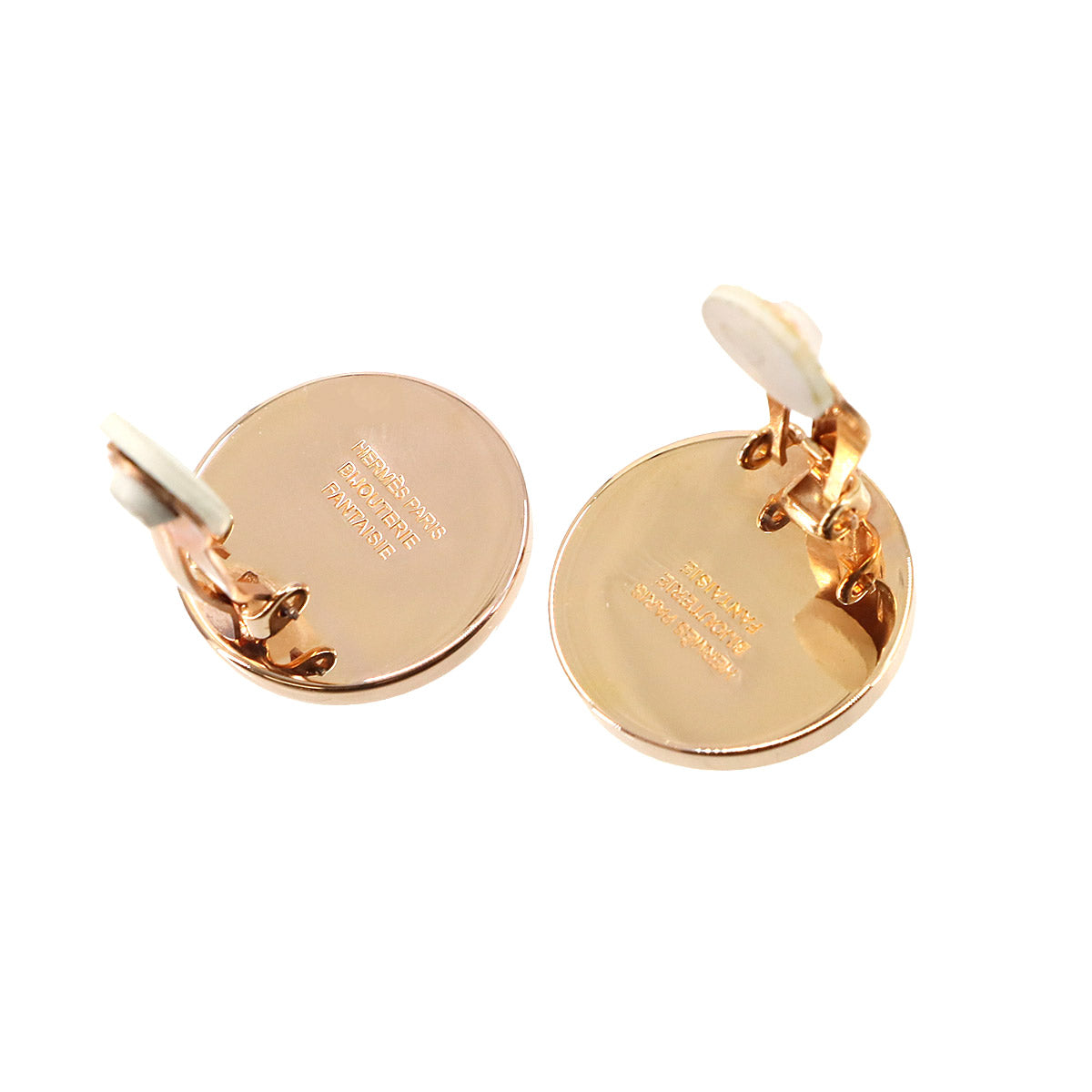 Corozo Horse Motif Round Type Earrings Brown Pink gold Accessory