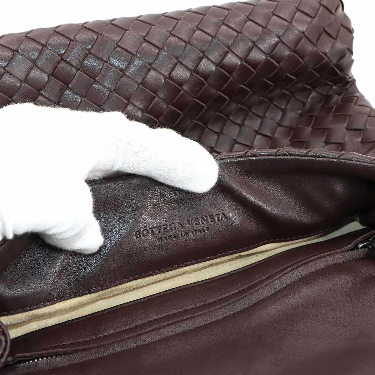 Intrecciato Hand Bag Lether Brown Purse