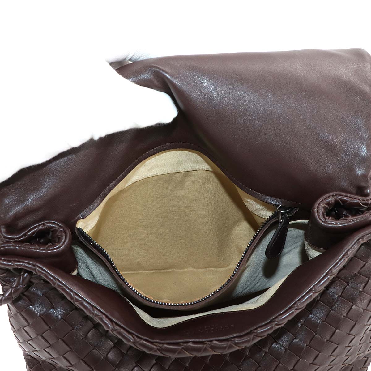 Intrecciato Hand Bag Lether Brown Purse