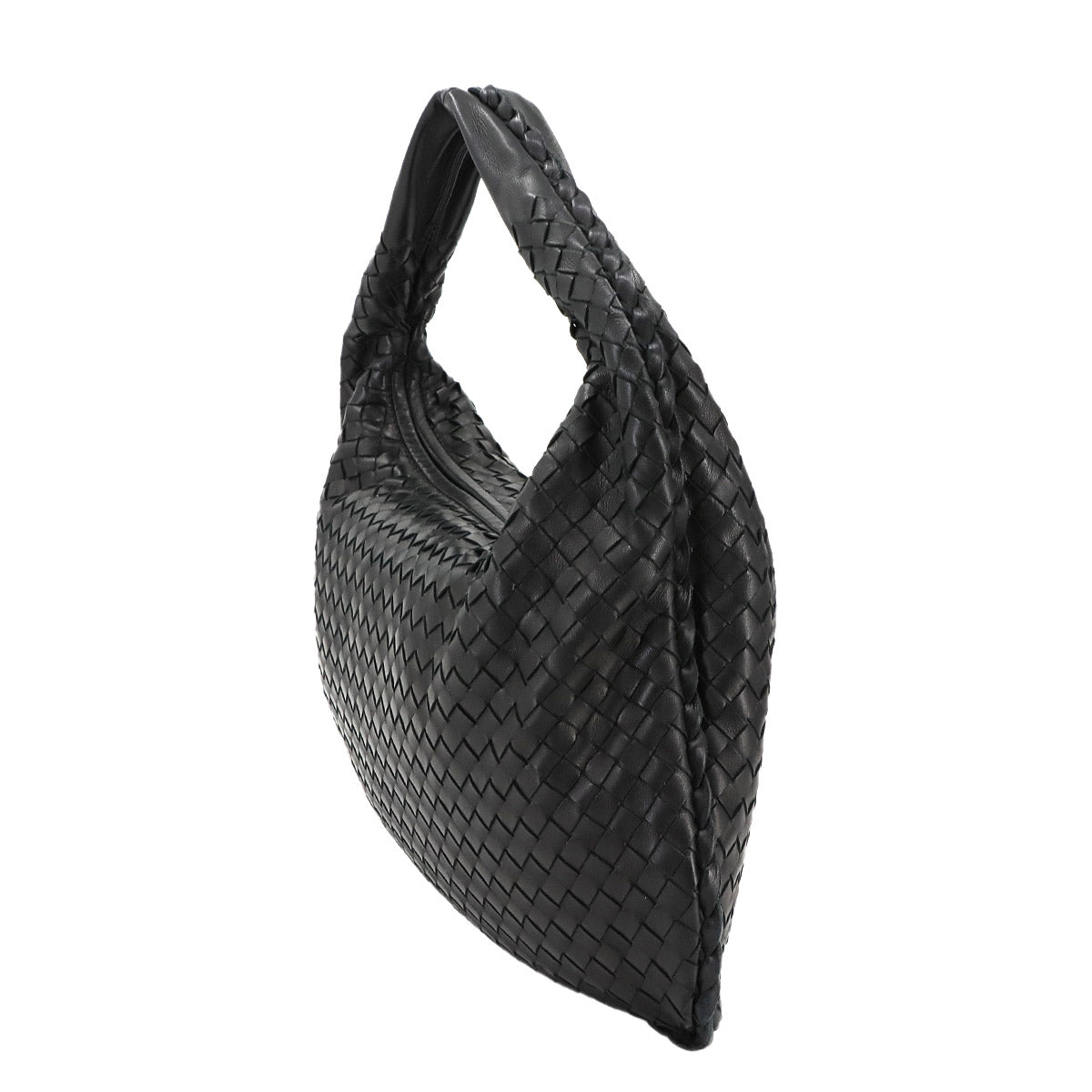 Intrecciato Shoulder Bag Leather Black 115653