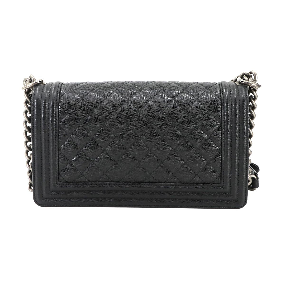 BOY CHANEL Chain Shoulder Bag Leather Black A67086 Purse