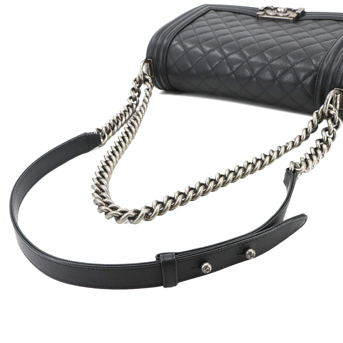 BOY CHANEL Chain Shoulder Bag Leather Black A67086 Purse