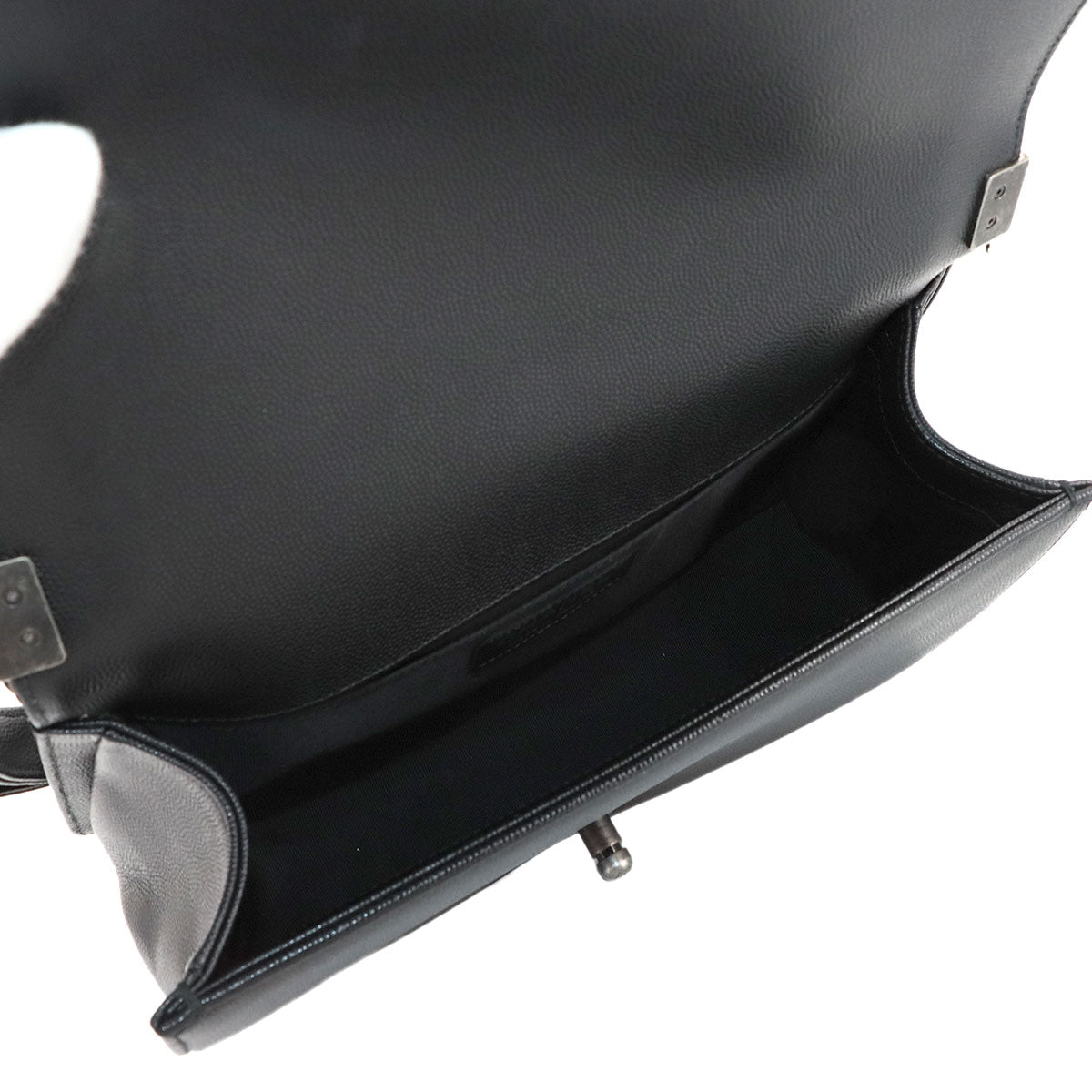 BOY CHANEL Chain Shoulder Bag Leather Black A67086 Purse