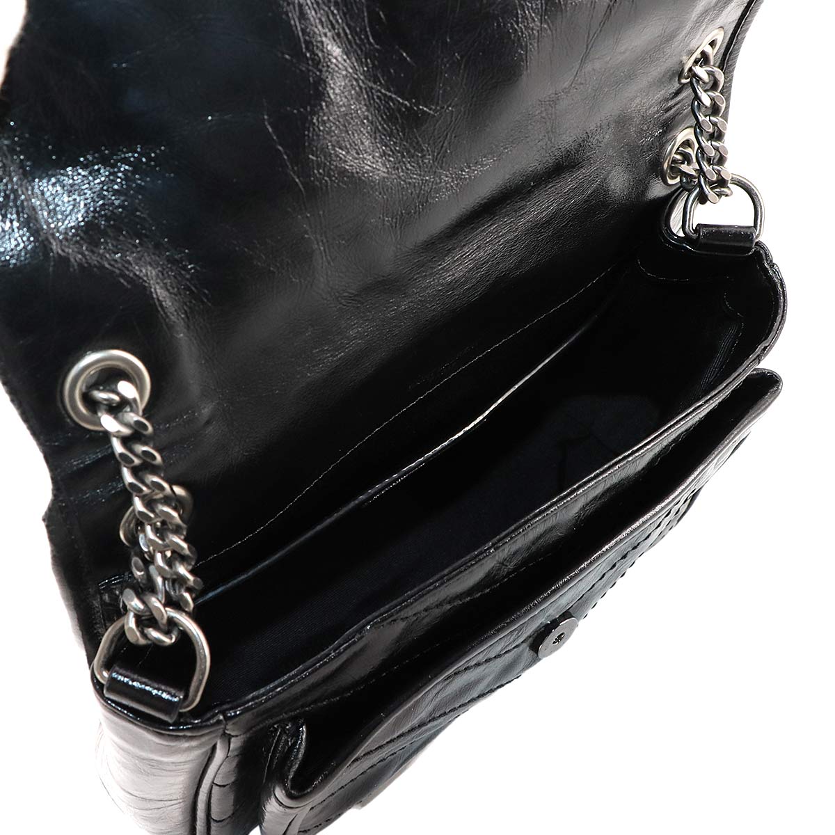 Niki Baby Chain Shoulder Bag Leather Noir 633160