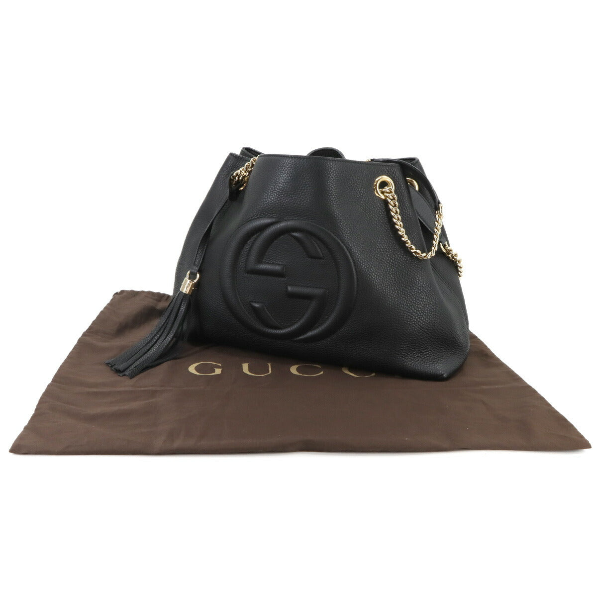 Interlocking G Soho Chain Tote Bag Leather Black 536196 Purse