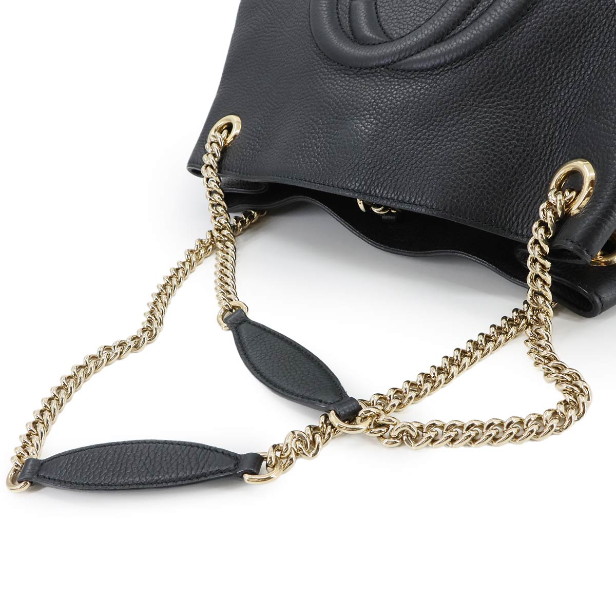 Interlocking G Soho Chain Tote Bag Leather Black 536196 Purse