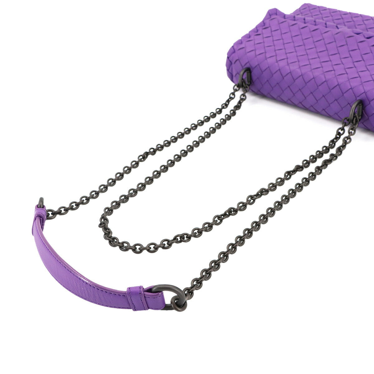 Intrecciato Chain Shoulder Bag Leather Purple
