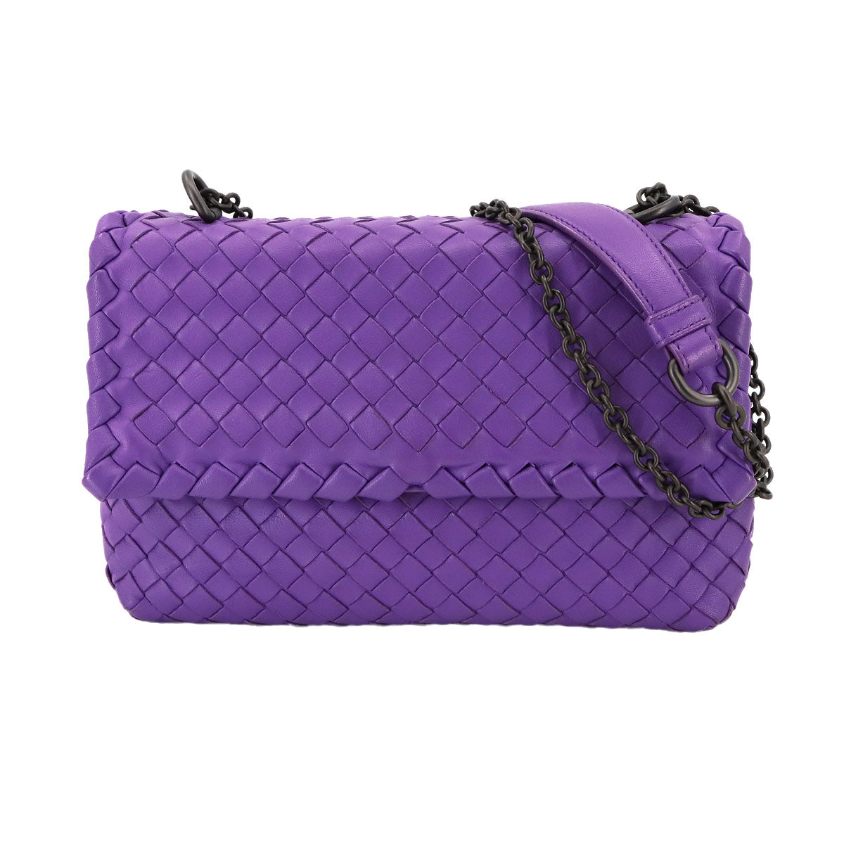 Intrecciato Chain Shoulder Bag Leather Purple