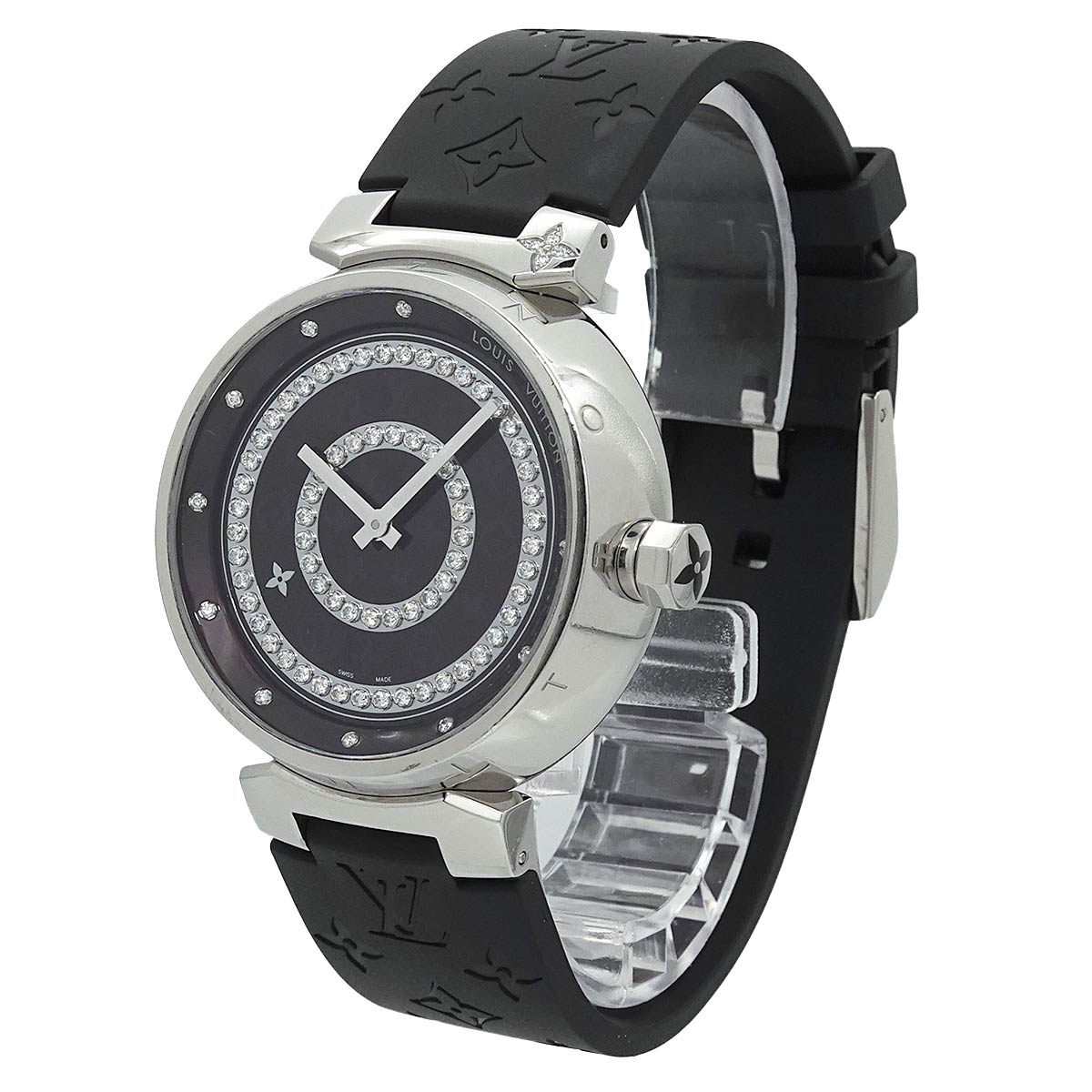 Tambour Diamon GM Q111C Diamond Amarante Black Dial