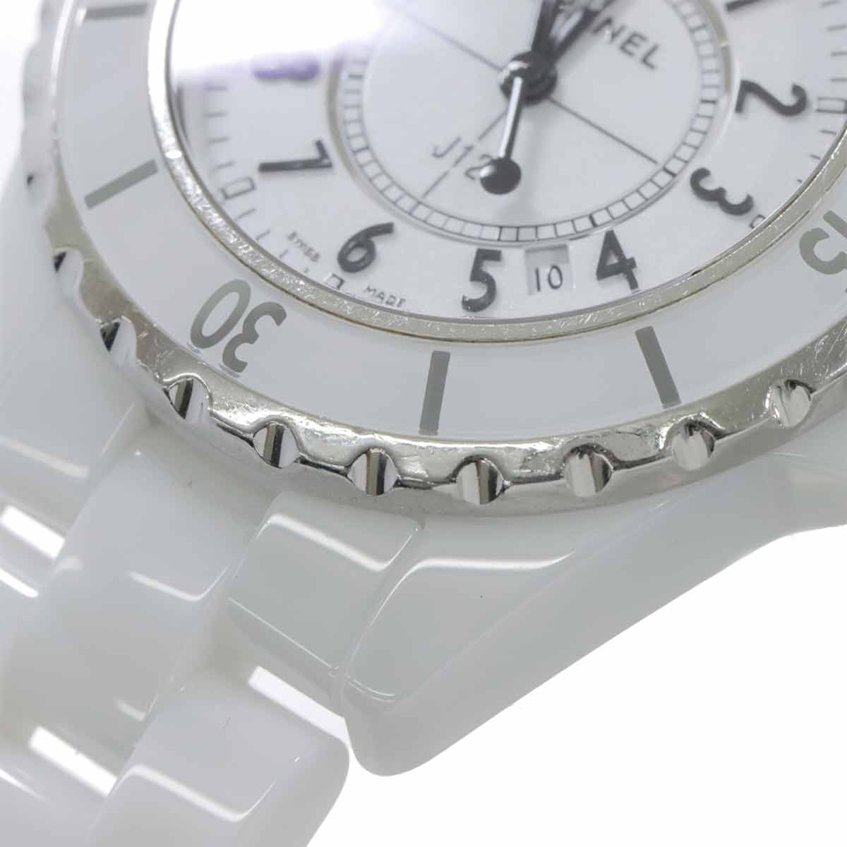 J12 33mm H0968 Date Ceramic Quartz White Dial Ladies Watch