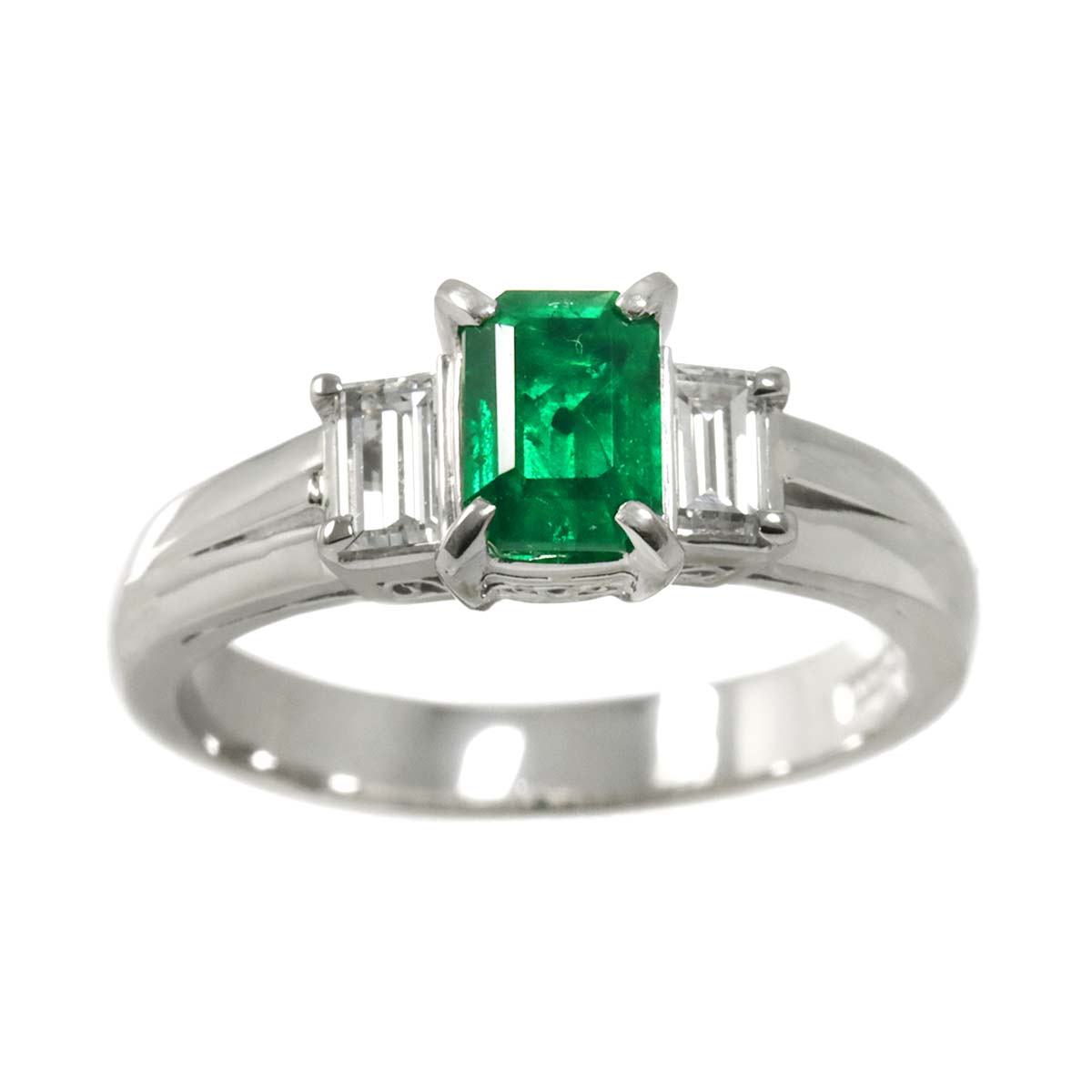 Emerald 0.80ct Diamond 0.37ct Ring Pt Platinum Size6-6.25(US)
