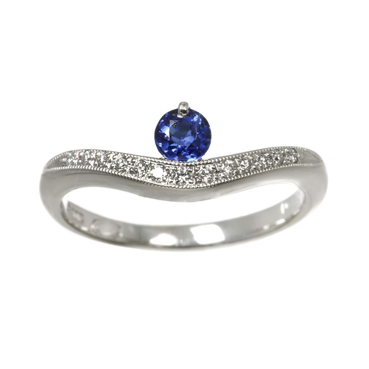 Sapphire Diamond 0.09ct Ring Pt Platinum size6(US)