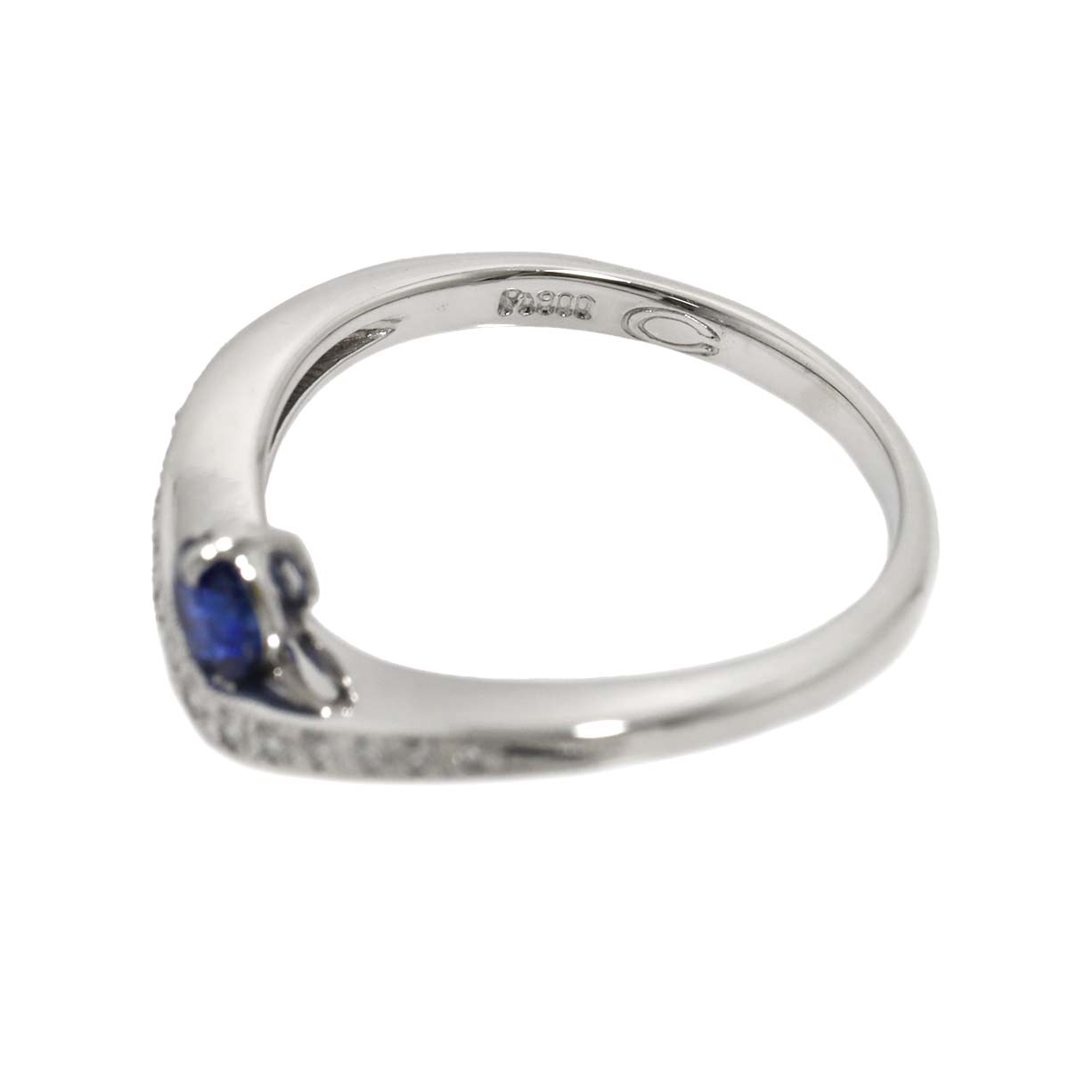 Sapphire Diamond 0.09ct Ring Pt Platinum size6(US)