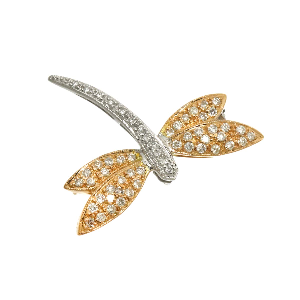 Diamond 0.36ct Brooch Pendant Top 18K PG WG Pink White Gold 750