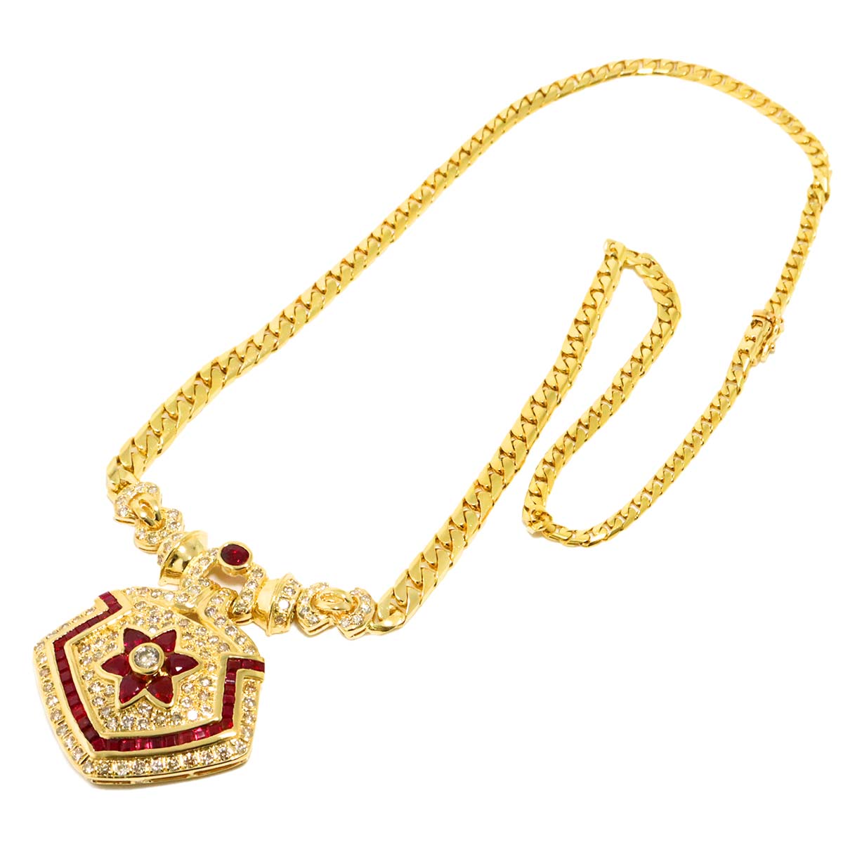 Ruby 1.79ct Diamond 2.45ct Necklace 18K 18K Yellow Gold 750