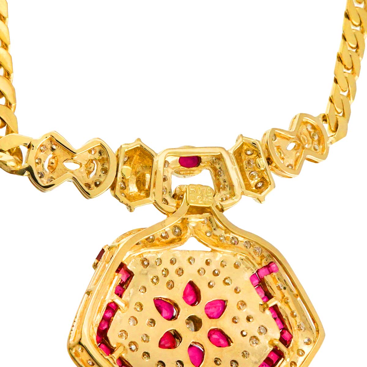 Ruby 1.79ct Diamond 2.45ct Necklace 18K 18K Yellow Gold 750