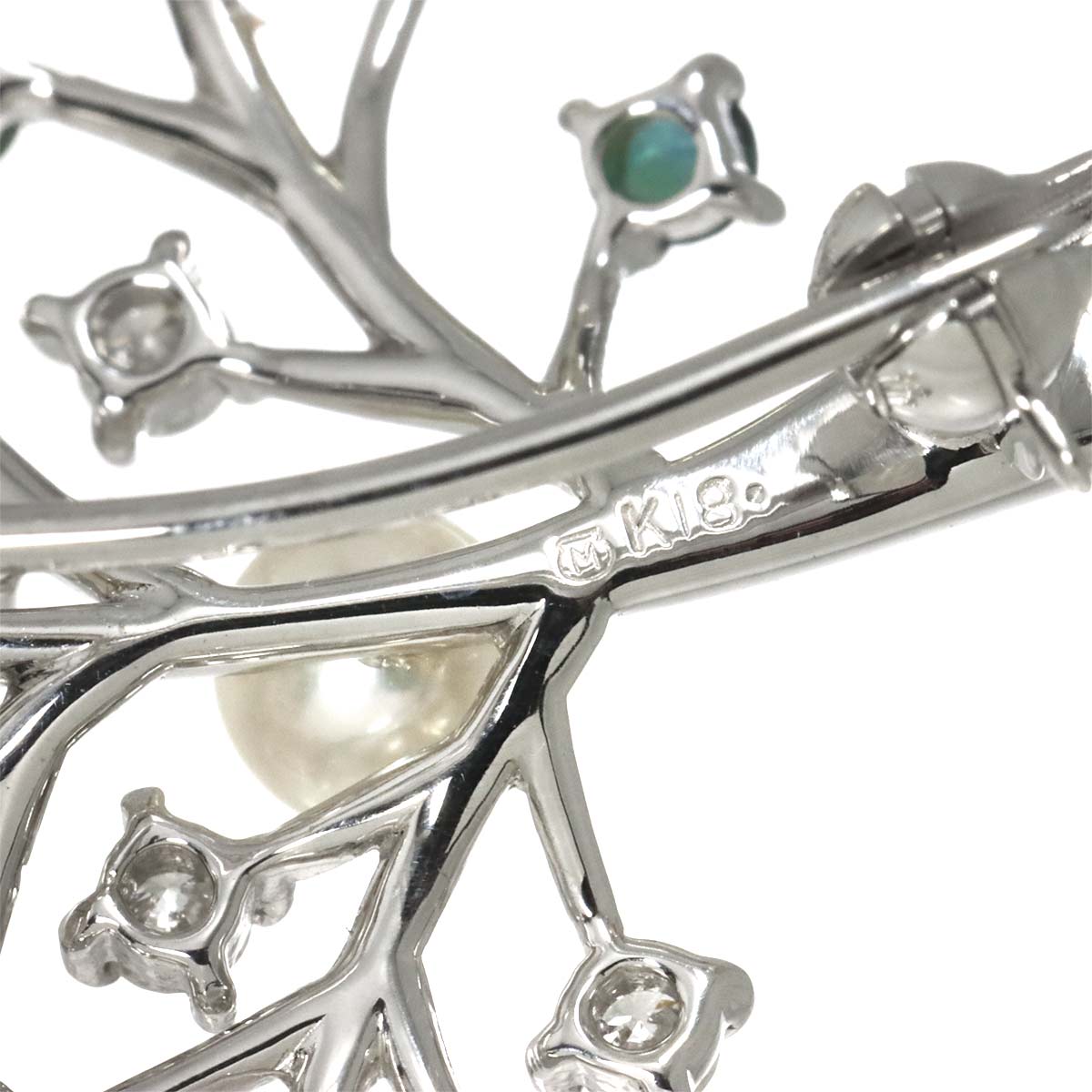 Akoya Pearl Diamond Alexandrite Necklace Brooch 18K WG 750