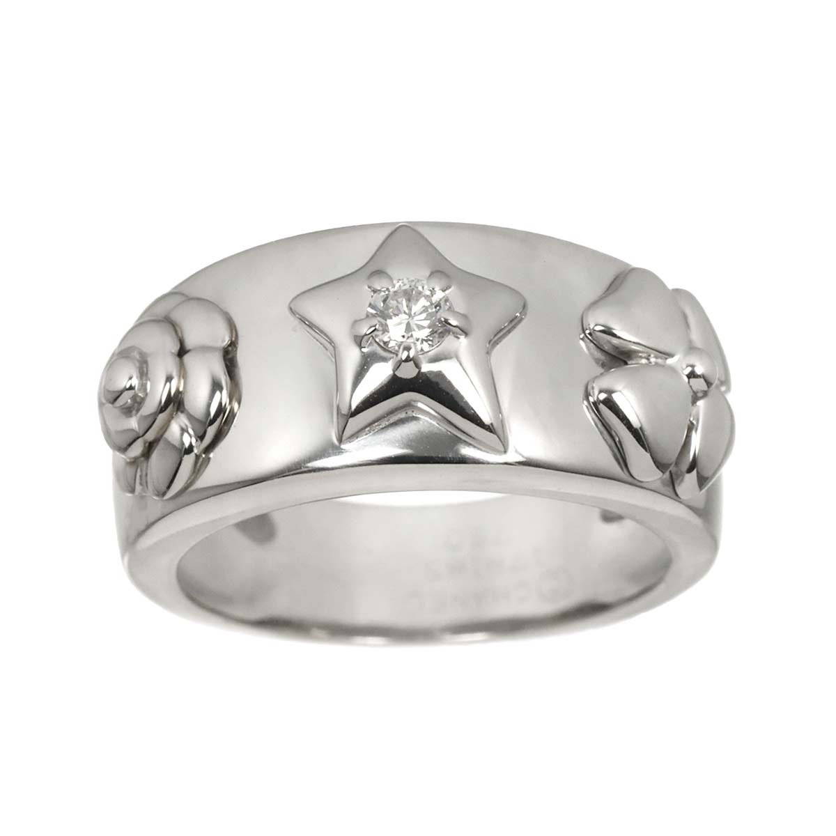 Three Symbols Diamond Ring 18K WG 750 size7.25-7.5(US)