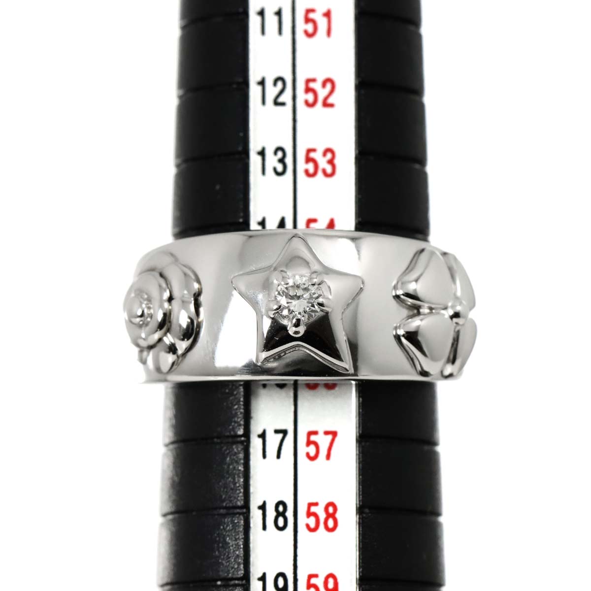 Three Symbols Diamond Ring 18K WG 750 size7.25-7.5(US)