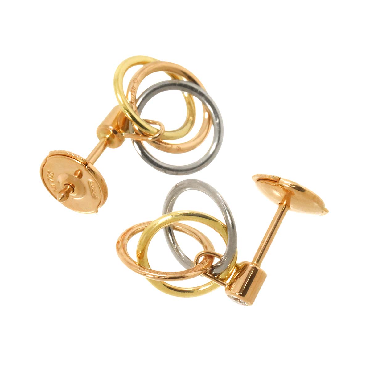 Trinity Diamond Earrings Pierced 18K YG WG PG 750