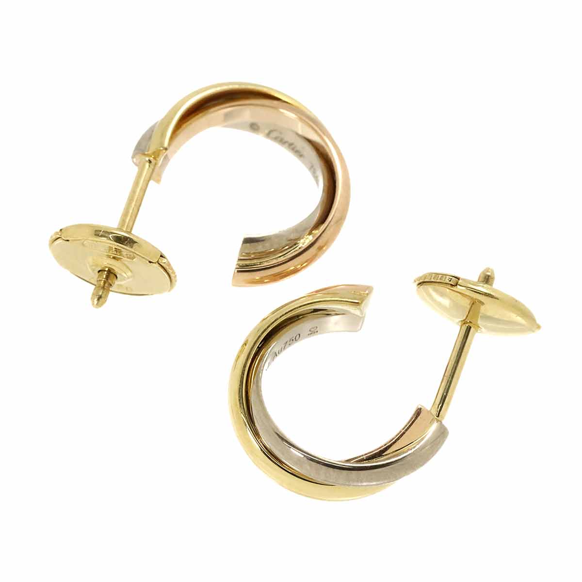 Trinity Earrings Pierced 18K YG WG PG 750