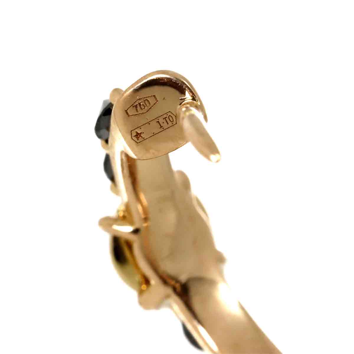 Black Diamond Earring Pierced 18K PG 750 One Piece only