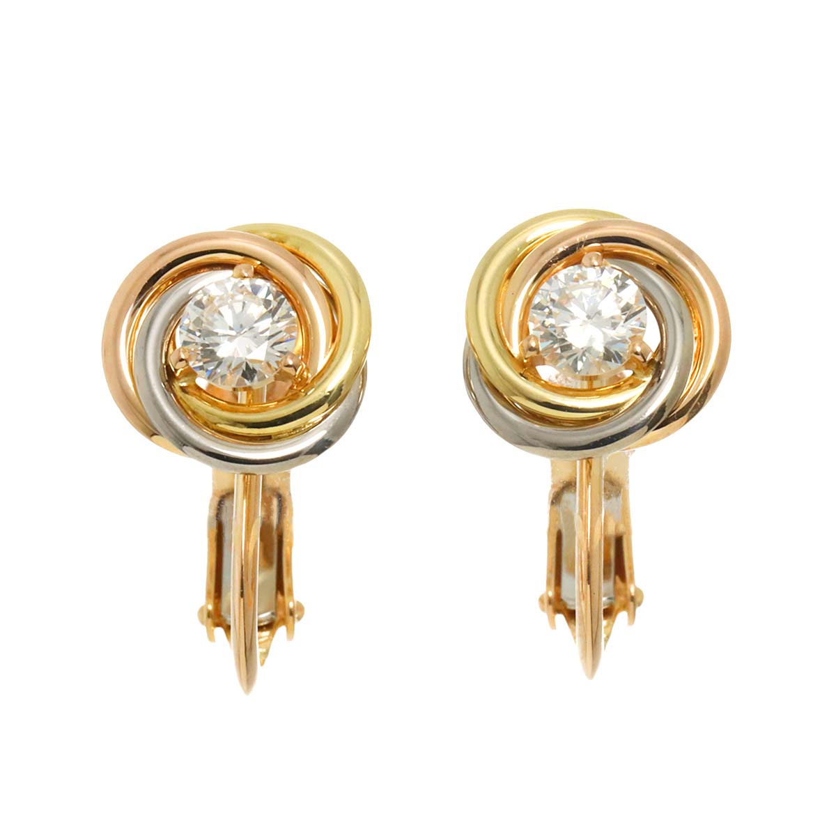 Trinity Diamond Earrings Clip-on 18K YG PG WG 750