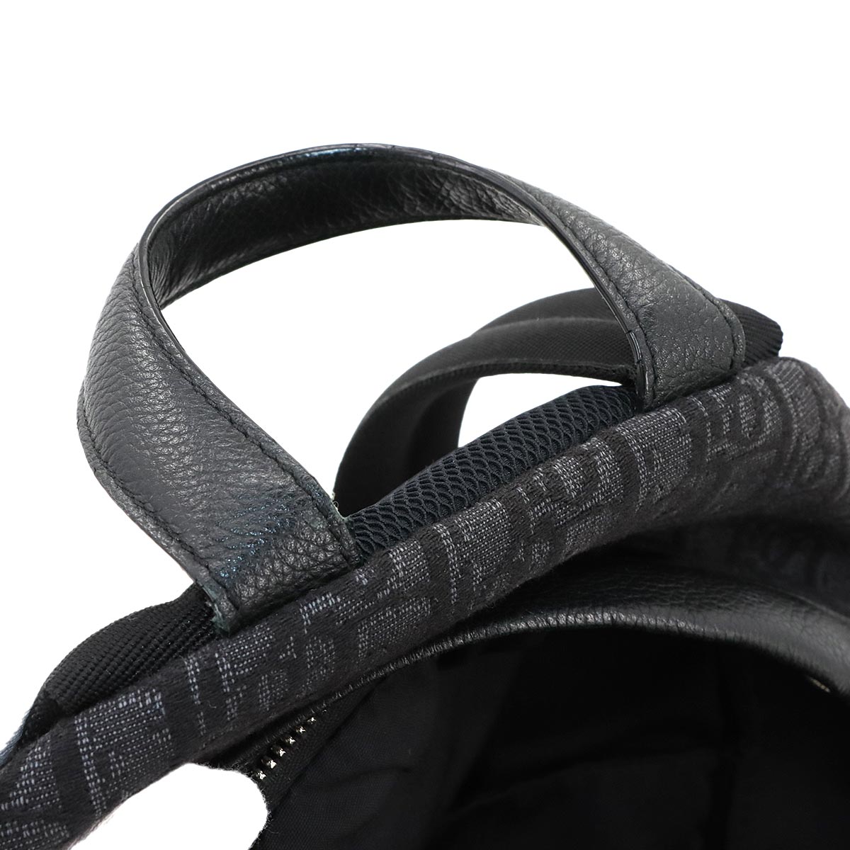 Oblique Rider Backpack Canvas Leather Black Purse